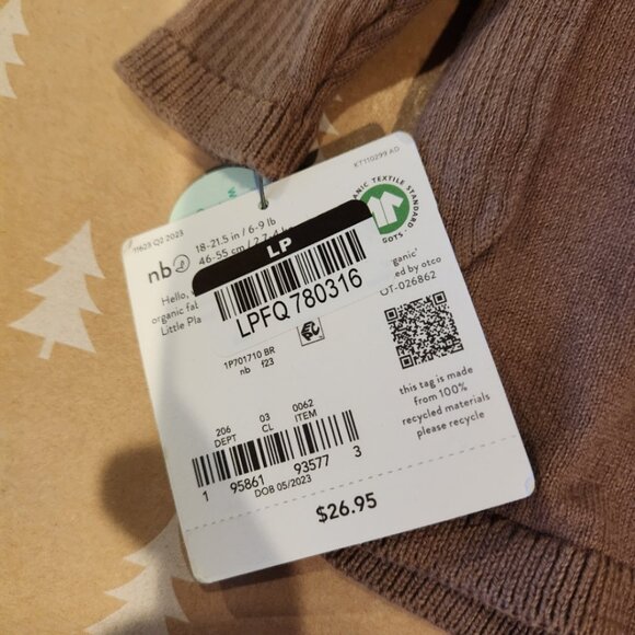 NWT newborn Little Planet by carters organic cotton knit brown sweater top - Picture 5 of 6